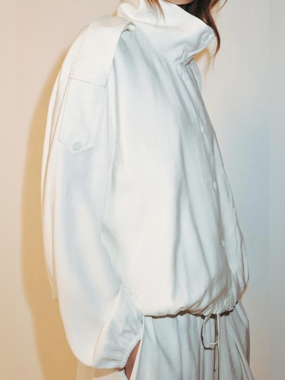 Zara Oyster White High Collar Jacket S NWT